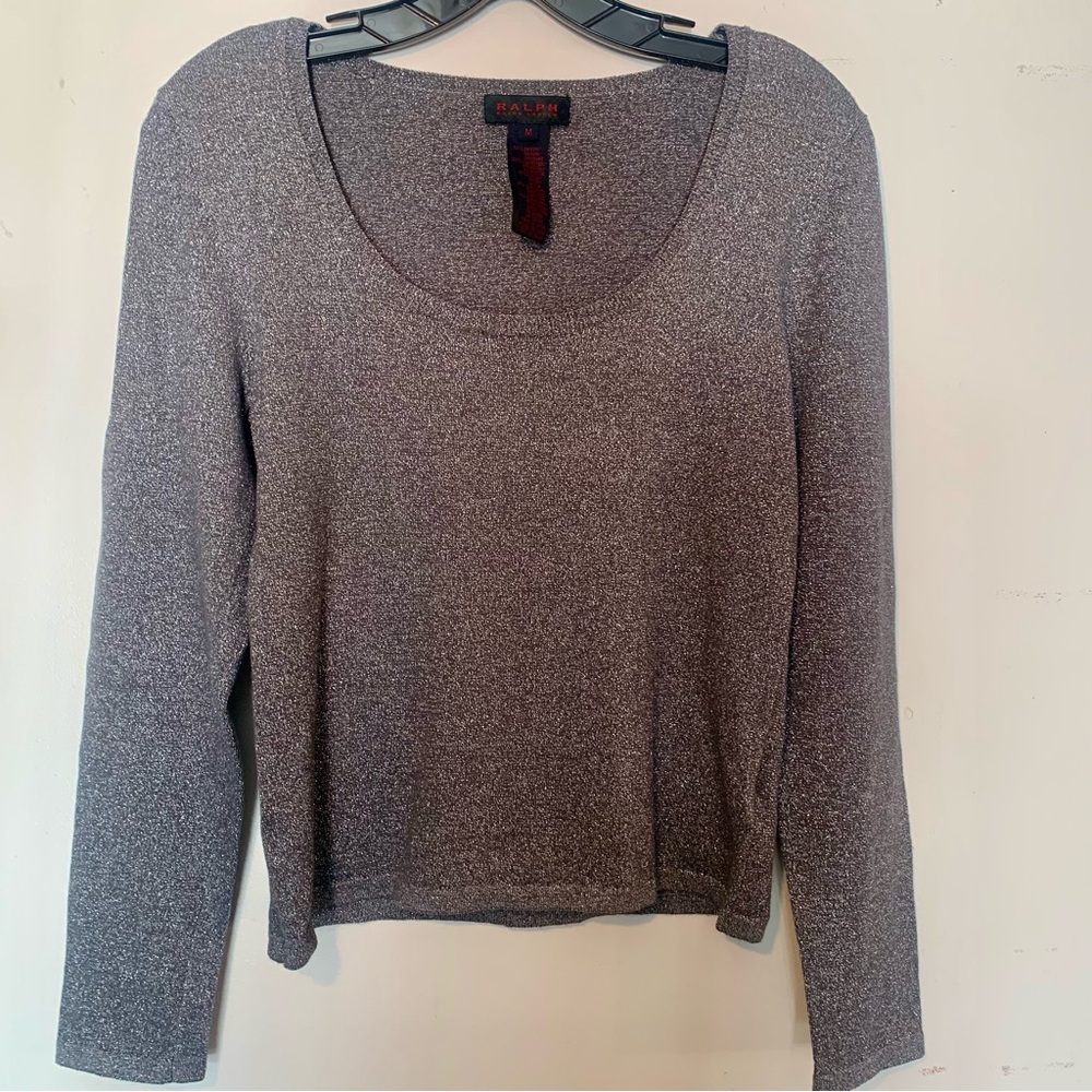 Ralph Lauren silver metallic Shimmering long-sleeve Size Medium